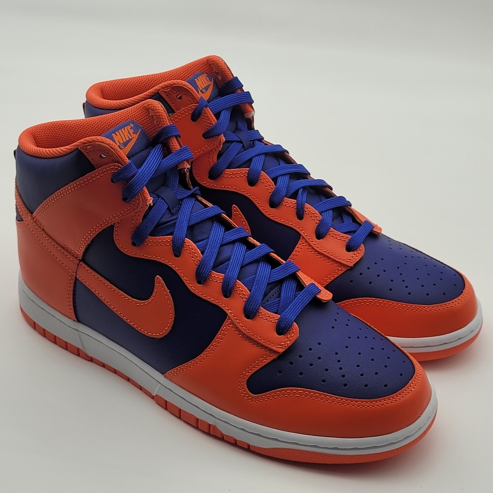 New Men's Nike Dunk Hi Retro Knicks Size 11.5 Orange/Blue